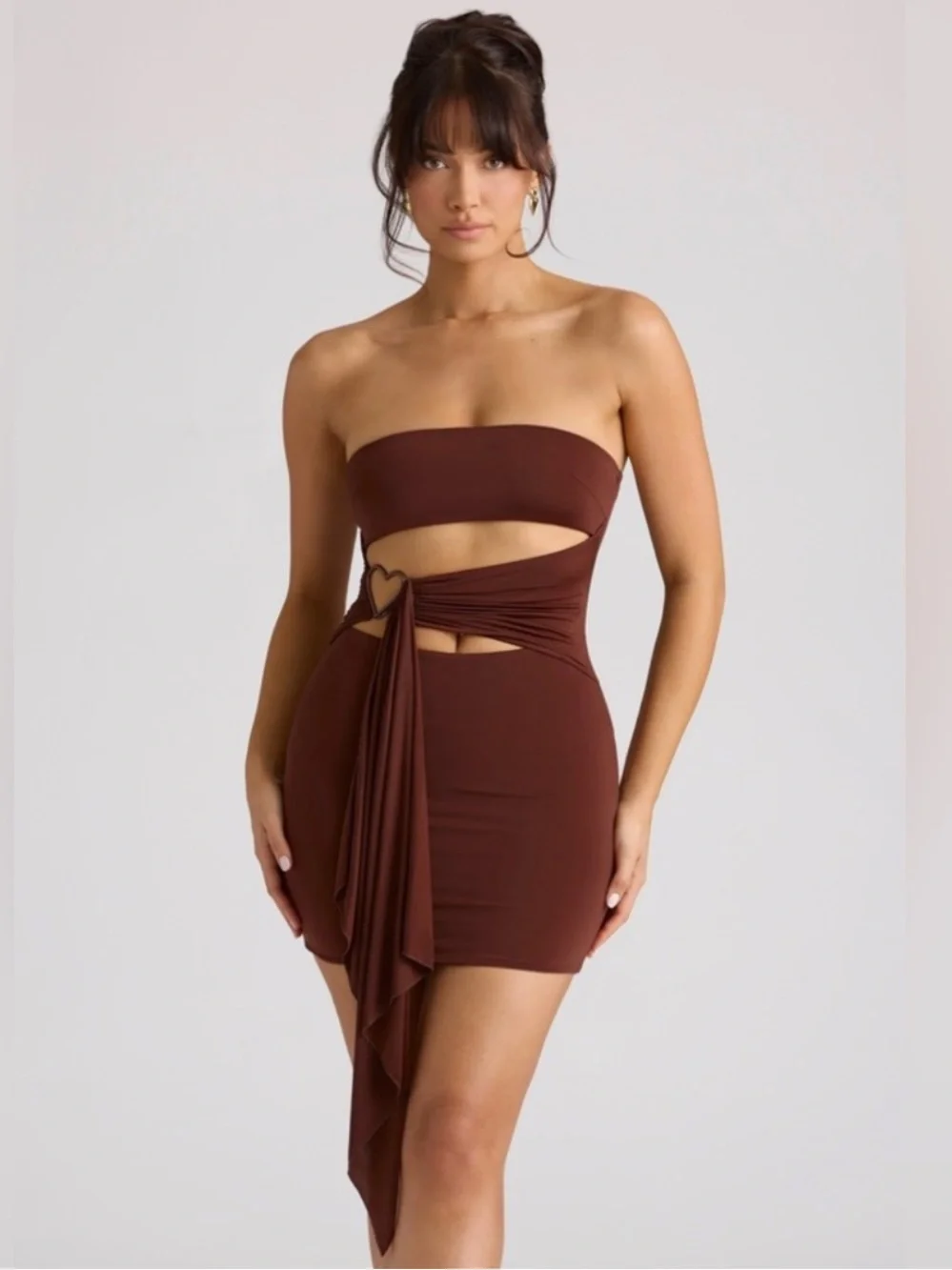 Oh Polly | Dresses | Oh Polly Chocolate Brown Heart Bandeau Mini Dress Size  8 | Poshmark